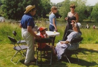 Watching from the upper terrace