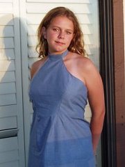 Alice in the dress she designed and made