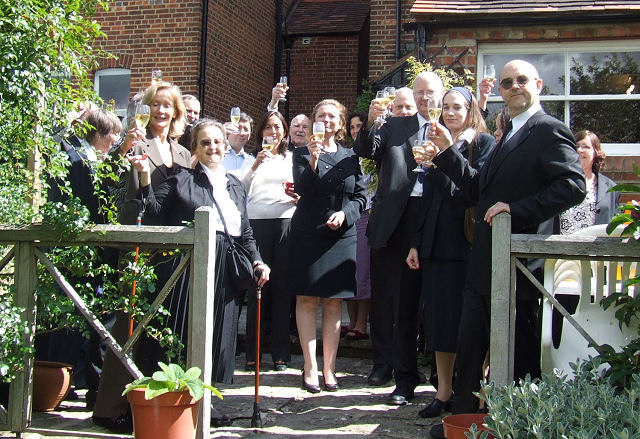 Toast to Ian at Jane's reception, Chalfont Road, Oxford