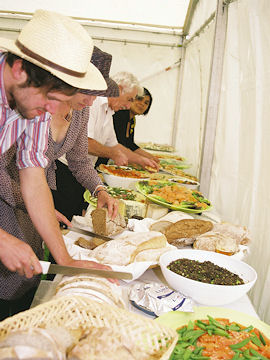 Lunch spread in the marquee