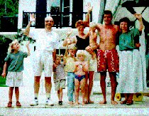 Alice, Andy, Henry, Alfred, Elloise, Carol, Louis and Etienne with his arm round Helen